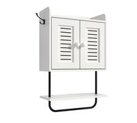 Relaxdays Armario Colgante, toallero, 2 Ganchos Dobles, 2 estantes, HBT: 61 x 40 x 17,5 cm, Blanco