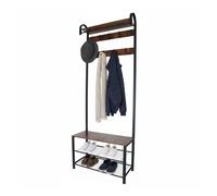 Relaxdays Armario con banco para calzado marrón oscuro,negro