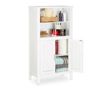 Relaxdays Armario de baño blanco LAMELL blanco,plata