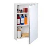 Relaxdays Armario de Baño con Espejo, 3 Compartimentos, Mueble Aseo, 60,5 x 40 x 12 cm, Colgante para Pared, MDF, Blanco