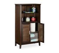 Relaxdays Armario de baño LAMELL bambú marrón oscuro,plata