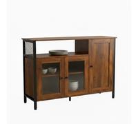 Relaxdays Armario de cocina con puertas de vidrio marrón oscuro,negro