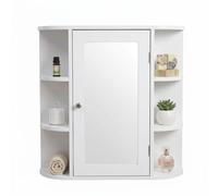 Relaxdays Armario de espejo con 10 estantes blanco