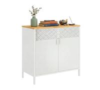 Relaxdays Armario metálico 2 Puertas, Estante Regulable, Oficina, 77x80x40 cm, Blanco/Natural