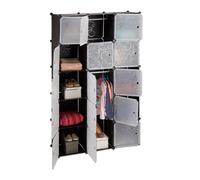 Relaxdays Armario modular con 11 compartimentos negro,transparente