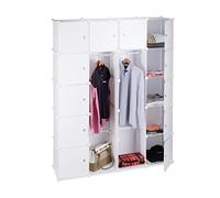 Relaxdays Armario ropero con 14 compartimentos blanco