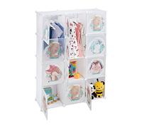 Relaxdays Armario modular infantil con rieles blanco,marrón,verde