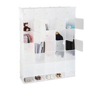 Relaxdays Armario modular XXL blanco,plata,transparente