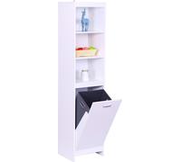 Relaxdays, armario para ropa sucia, con bolsa extensible de 44 litros, 3 estantes, dimensiones: 172 x 40 x 35 cm, armario alto para baño, color blanco