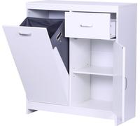 Relaxdays, armario para ropa sucia, con bolsa extensible de 48 litros, cajón, 2 compartimentos interiores, dimensiones: 90 x 80 x 35 cm, armario de baño, color blanco
