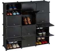 Relaxdays Mueble zapatero negro 24 compartimentos negro