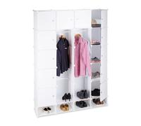 Relaxdays Armario ropero con 18 compartimentos blanco
