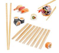 Relaxdays Asia Deluxe Pack de 10 Pares de Palillos Chinos Reutilizables, Bambú, Marrón, 24 cm
