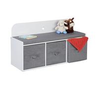 Relaxdays Asiento infantil con almacenamiento blanco,gris