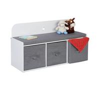 Relaxdays Asiento infantil con almacenamiento blanco,gris