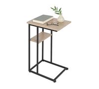 Relaxdays Auxiliar, Bandeja Grande y pequeña, HBT 60 x 40 x 30 cm, Mesa para sofá y Cama, Metal y MDF, marrón/Negro, Hierro, Tablero de Fibras