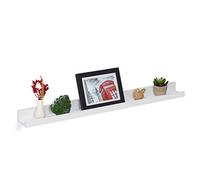 Relaxdays Balda de Pared para Fotos y Libros, Estante Flotante Decorativo, Repisa Colgante Cuadros, 80 cm Ancho, Blanco