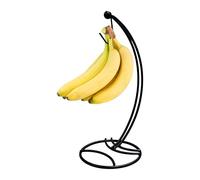 Relaxdays Bananera, metal, (alto x diámetro): 33,5 x 15 cm, evita marcas, almacenamiento de plátanos, soporte negro