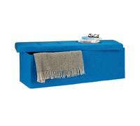 Relaxdays Banco asiento plegable de lino azul