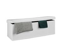Relaxdays Banco asiento plegable de lino blanco