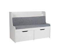 Relaxdays Banco infantil con 2 cajones blanco,gris