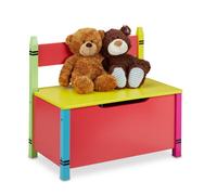 Relaxdays Banco infantil con baúl de almacenaje amarillo,verde,rojo