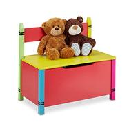 Relaxdays Banco Infantil con Baúl Integrado, Asiento Arcón para Niños, 54,5 x 60 x 35 cm, MDF, para Juguetes, Multicolor