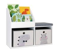 Relaxdays Banco infantil con librería blanco,gris