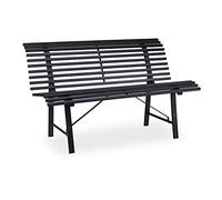 Relaxdays Banco Jardín, 2 Plazas, 79 x 130 x 75 cm, Acero Robusto, Banco Patio Exterior Resistente Intemperie, Antracita