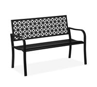 Relaxdays Banco de jardín con diseño geométrico negro