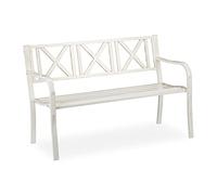 Relaxdays Banco Jardín, 2 Plazas, Terraza, Balcón, Acero Robusto, Asiento para Exteriores Estable, 80,5 x 127 x 63 cm