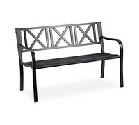 Relaxdays Banco Jardín, 2 Plazas, Terraza, Balcón, Acero Robusto, Asiento para Exteriores Estable, 80,5 x 127 x 63 cm