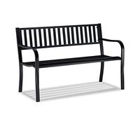 Relaxdays Banco Jardín, Asiento 2 Plazas, Cómodo y Robusto, para Terraza y Balcón, 82 x 127,5 x 59,5 cm, Negro
