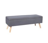 Relaxdays Banco Lino, con Almacenamiento, H x B x T: 40 x 110 x 40 cm, Patas de Madera, Banco tapizado Gris