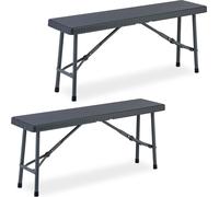 Relaxdays Juego de 2 bancos plegables 102 cm gris