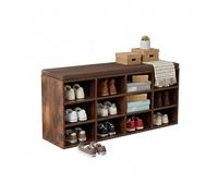 Relaxdays Banco para Zapatos, cojín y 12 Compartimentos, Pasillo, guardarropa, Dormitorio, Zapatero, marrón Oscuro