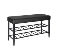 Relaxdays Banco para zapatos con 2 estantes negro