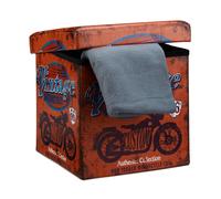 Relaxdays Banco taburete con baúl varios diseños azul,rojo oscuro,negro