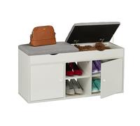 Relaxdays Banco zapatero con asiento plegable blanco,gris
