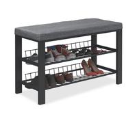 Relaxdays Banco zapatero acolchado antracita,negro