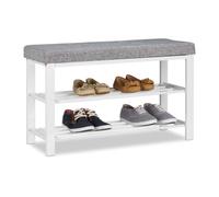 Relaxdays Banco zapatero acolchado blanco,gris