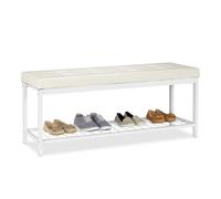 Relaxdays Banco zapatero acolchado XXL blanco,crema