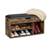 Relaxdays Banco zapatero con asiento y baúl marrón oscuro,negro