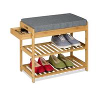 Relaxdays Banco zapatero con cojín y cajón marrón claro,gris