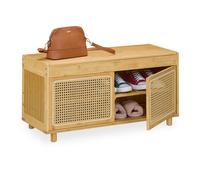 Relaxdays Banco zapatero con asiento beige,marrón claro