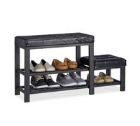 Relaxdays Banco zapatero de 2 niveles negro