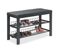 Relaxdays Banco zapatero acolchado negro