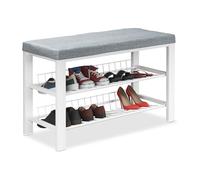 Relaxdays Banco zapatero acolchado blanco,gris