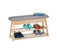 Relaxdays Banco zapatero recibidor con baúl marrón claro,gris