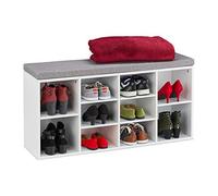 Relaxdays Banco zapatero blanco con 10 cajones blanco,gris